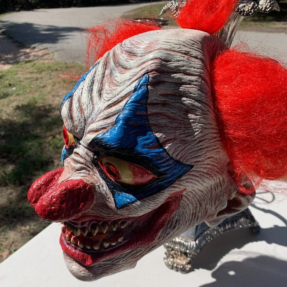 MASK -Vintage Halloween Horror Clown Scary Big Eyes W/ Red Hair Cosplay Costume